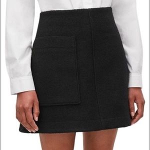 COS Black A Line Wool Mini Skirt | Office Retro Sixties Chic
